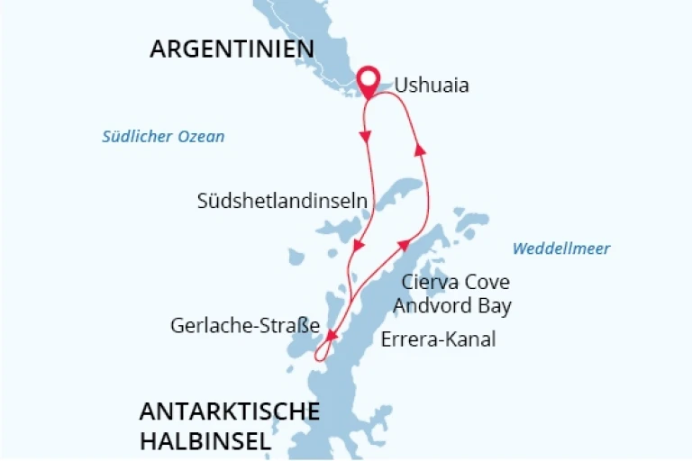 Antarktische halbinsel karte kreuzfahrt pingunie