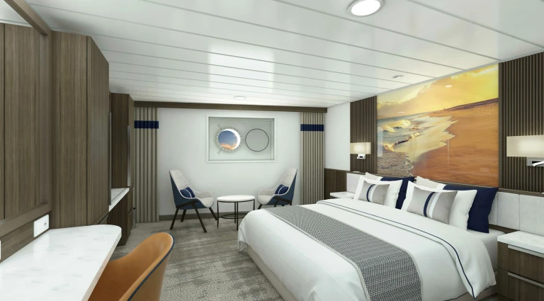 Douglas mawson aurora stateroom twin render, douglas mawson