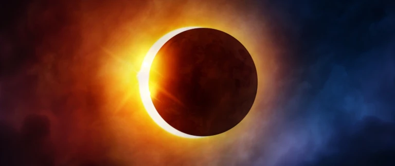 Abbildung der Sonne kurz vor der totalen Sonnenfinsternis