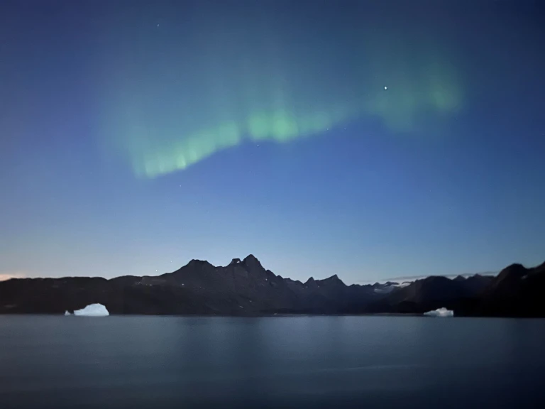 Nordlicht über karger Küstenlandschaft