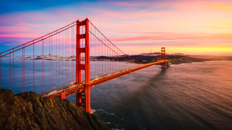 The Golden Gate Bridge at Sunset, San Francisco, CA