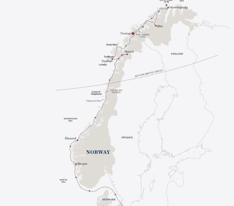 Die arktis linie kurs nord 