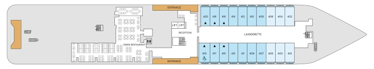 Grundriss Deckplan Deck 4 SH Diana von Swan Hellenic