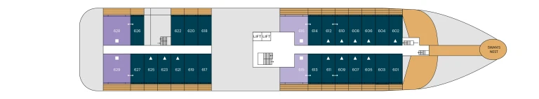 Grundriss Deckplan Deck 6 SH Vega von Swan Hellenic